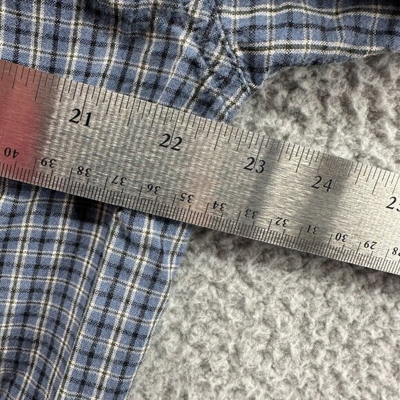 Columbia Mens L Flannel Shirt Blue Gray Plaid Cotton Heritage Outdoor Casual - Picture 9 of 11